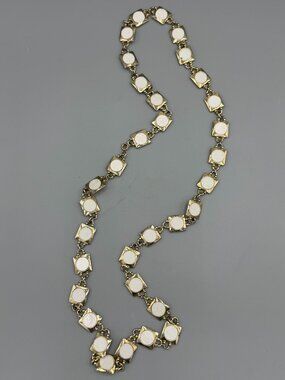 Chain Belt or Necklace - Square with White Circle Pattern